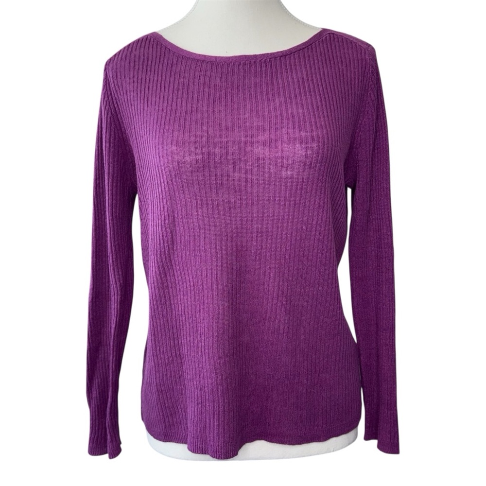 EILEEN FISHER Ribbed Linen Boatneck Pullover Sweater
